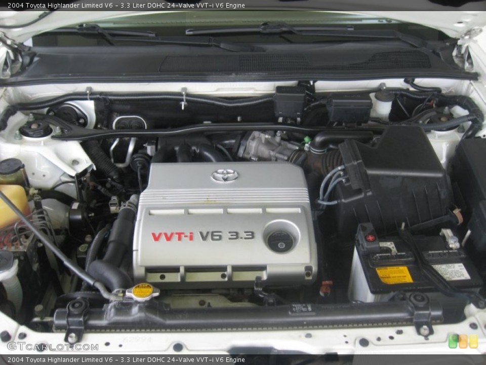 3.3 Liter DOHC 24-Valve VVT-i V6 2004 Toyota Highlander Engine