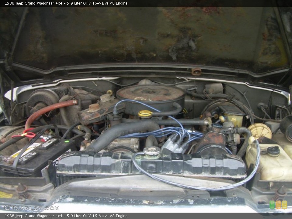 5.9 Liter OHV 16-Valve V8 1988 Jeep Grand Wagoneer Engine