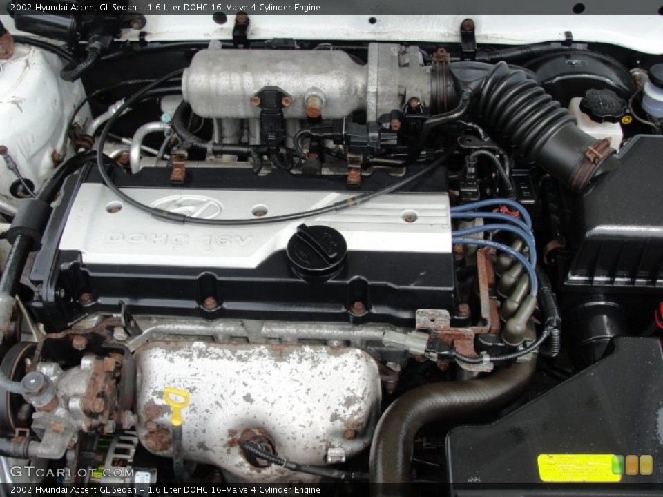 1.6 Liter DOHC 16-Valve 4 Cylinder 2002 Hyundai Accent Engine