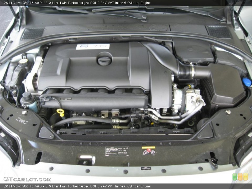 3.0 Liter Twin Turbocharged DOHC 24V VVT Inline 6 Cylinder 2011 Volvo S80 Engine
