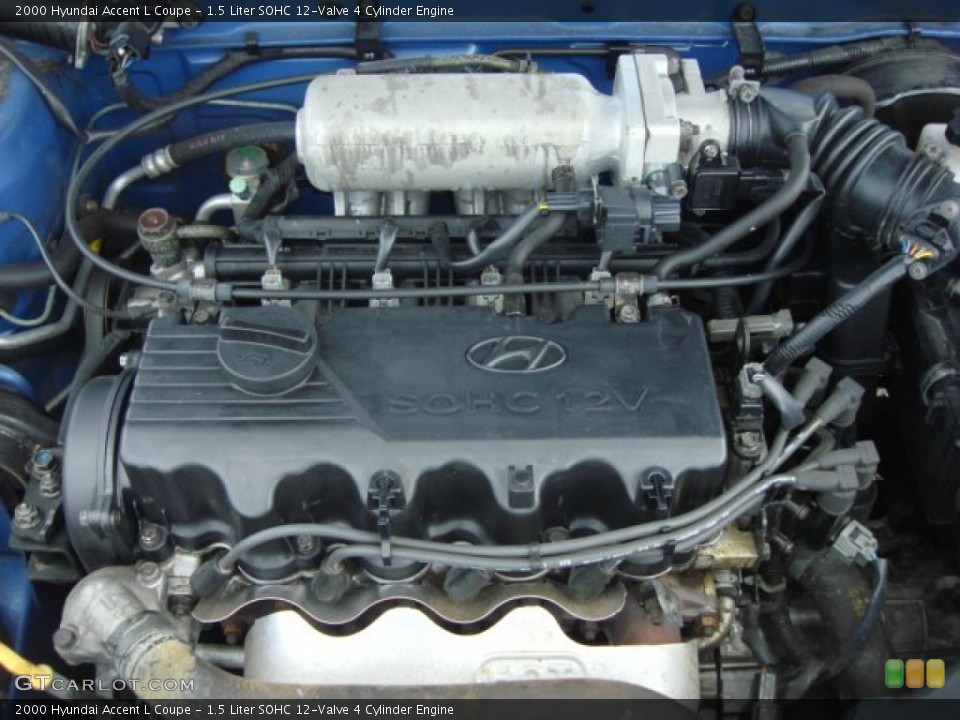 1.5 Liter SOHC 12-Valve 4 Cylinder 2000 Hyundai Accent Engine