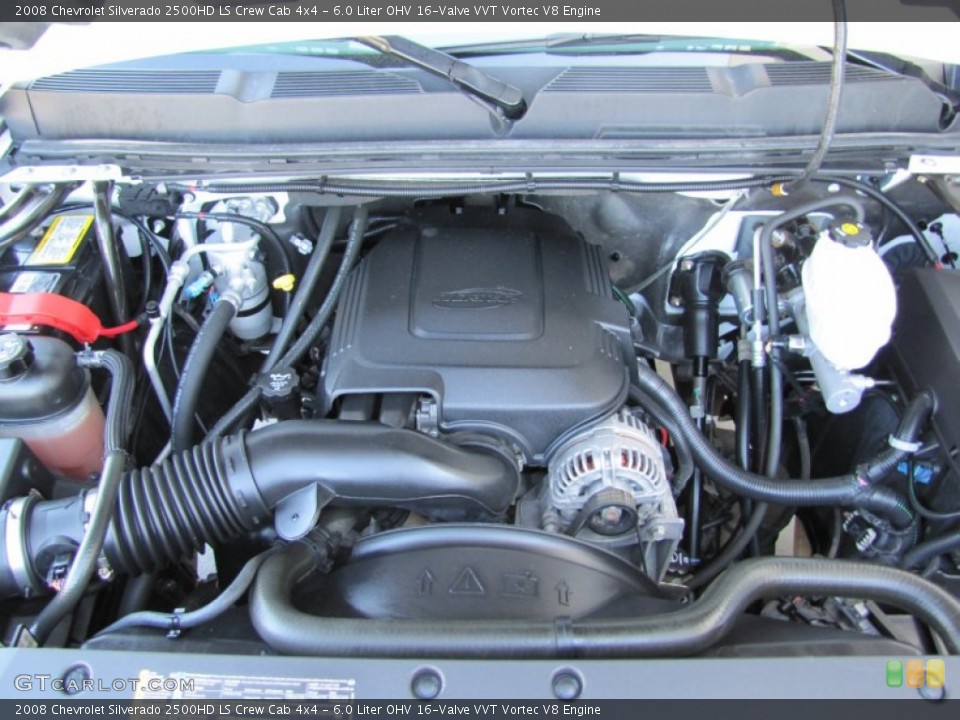 6.0 Liter OHV 16-Valve VVT Vortec V8 2008 Chevrolet Silverado 2500HD Engine