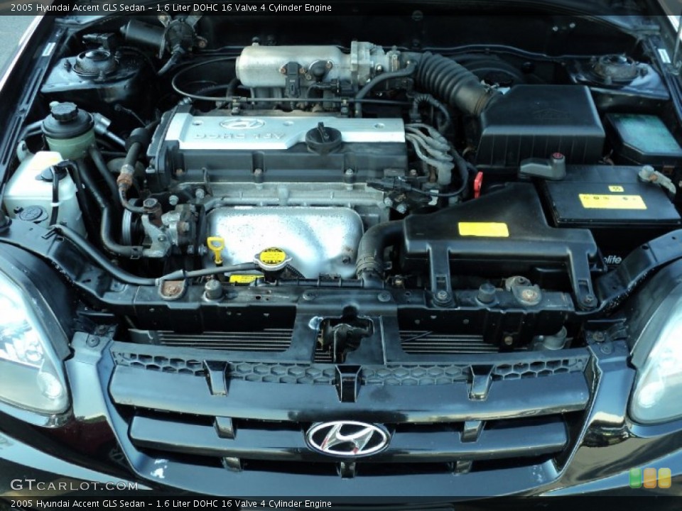 1.6 Liter DOHC 16 Valve 4 Cylinder Engine for the 2005 Hyundai Accent #52657127