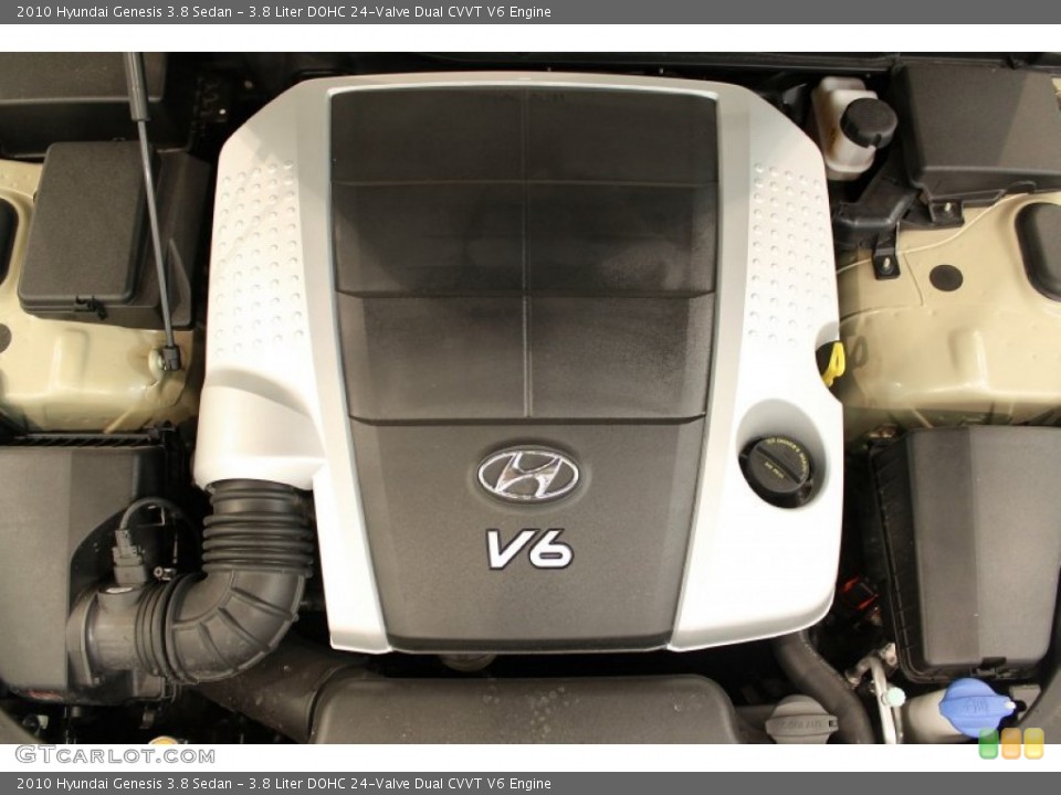 3.8 Liter DOHC 24-Valve Dual CVVT V6 2010 Hyundai Genesis Engine