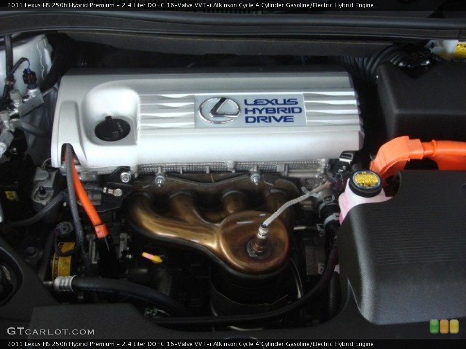 2.4 Liter DOHC 16-Valve VVT-i Atkinson Cycle 4 Cylinder Gasoline/Electric Hybrid 2011 Lexus HS Engine