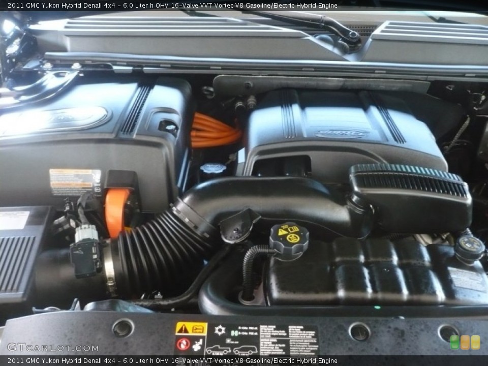 6.0 Liter h OHV 16-Valve VVT Vortec V8 Gasoline/Electric Hybrid 2011 GMC Yukon Engine