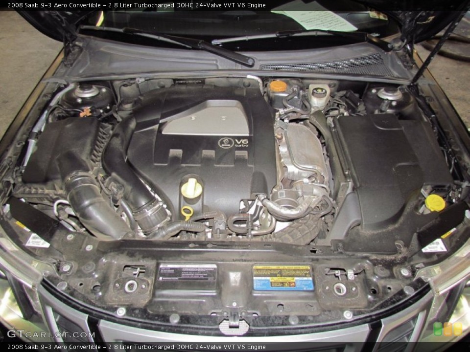 2.8 Liter Turbocharged DOHC 24-Valve VVT V6 2008 Saab 9-3 Engine