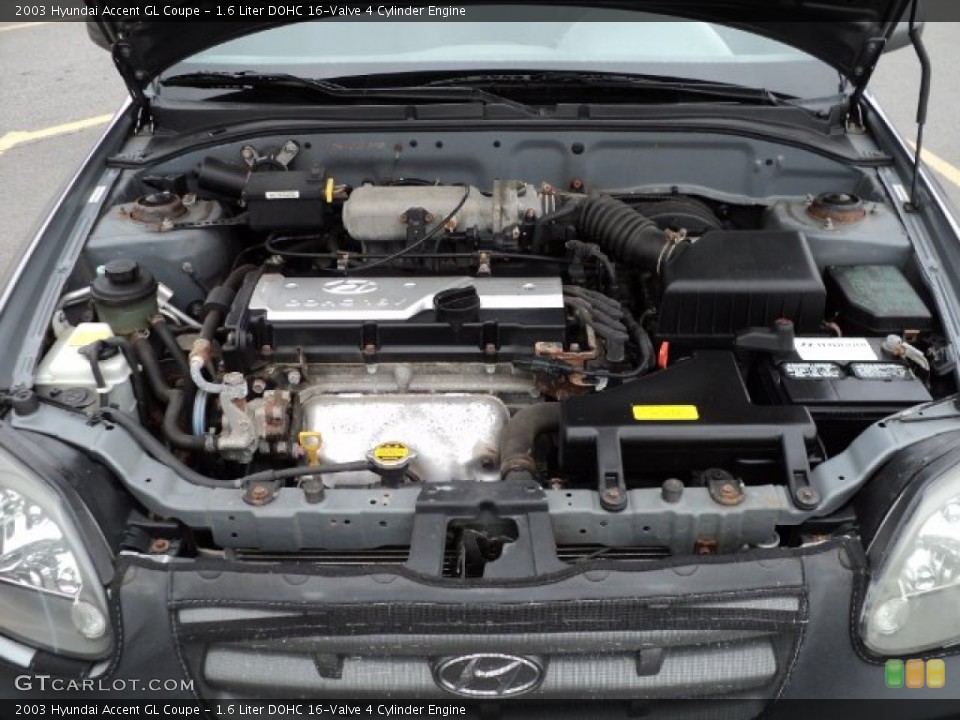 1.6 Liter DOHC 16-Valve 4 Cylinder Engine for the 2003 Hyundai Accent #57308695