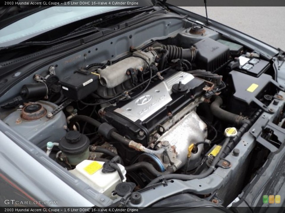 1.6 Liter DOHC 16-Valve 4 Cylinder Engine for the 2003 Hyundai Accent #57308704