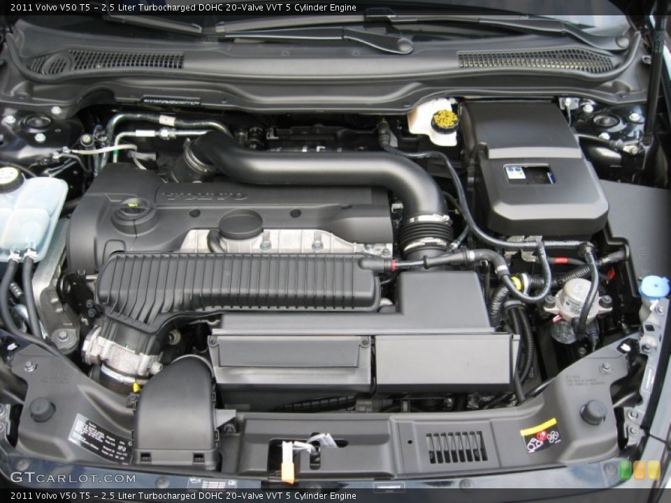 2.5 Liter Turbocharged DOHC 20-Valve VVT 5 Cylinder 2011 Volvo V50 Engine