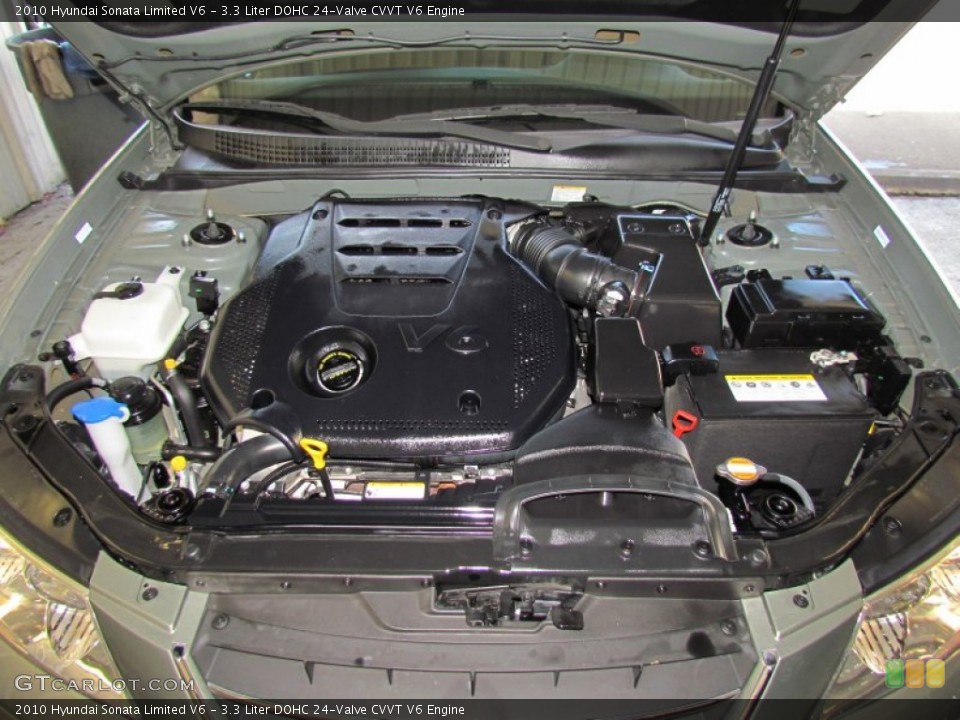 3.3 Liter DOHC 24-Valve CVVT V6 2010 Hyundai Sonata Engine