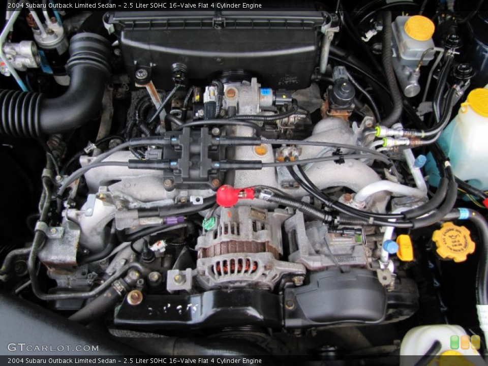 2.5 Liter SOHC 16-Valve Flat 4 Cylinder 2004 Subaru Outback Engine