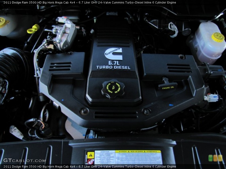 6.7 Liter OHV 24-Valve Cummins Turbo-Diesel Inline 6 Cylinder Engine for the 2011 Dodge Ram 3500 HD #60176472
