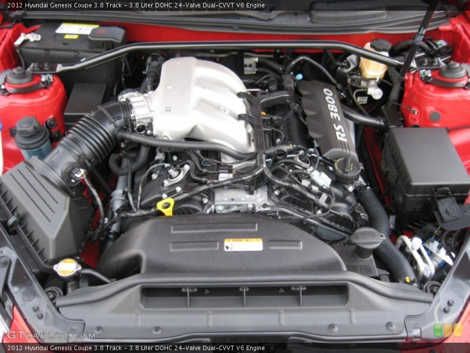 3.8 Liter DOHC 24-Valve Dual-CVVT V6 Engine for the 2012 Hyundai Genesis Coupe #60246931