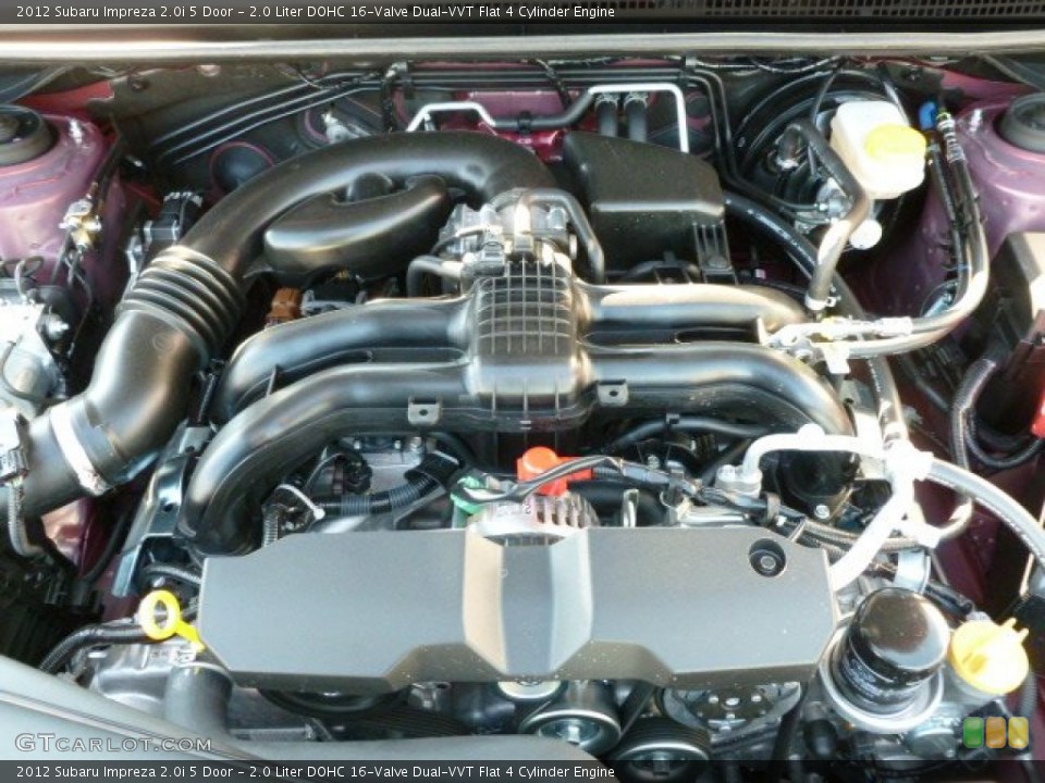 2.0 Liter DOHC 16-Valve Dual-VVT Flat 4 Cylinder 2012 Subaru Impreza Engine