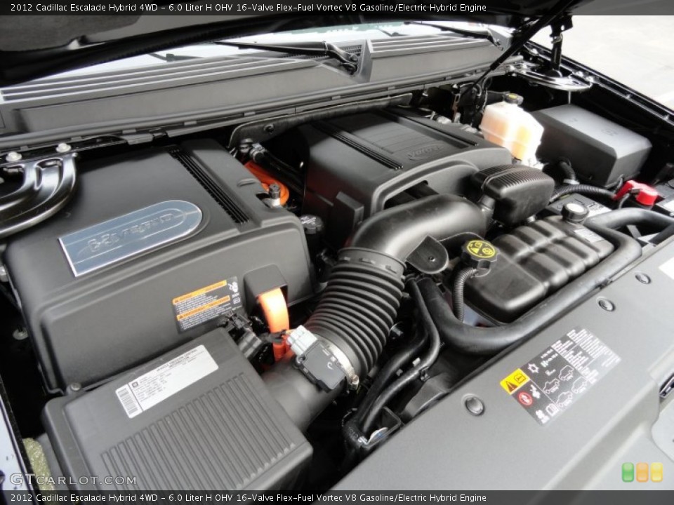 6.0 Liter H OHV 16-Valve Flex-Fuel Vortec V8 Gasoline/Electric Hybrid 2012 Cadillac Escalade Engine