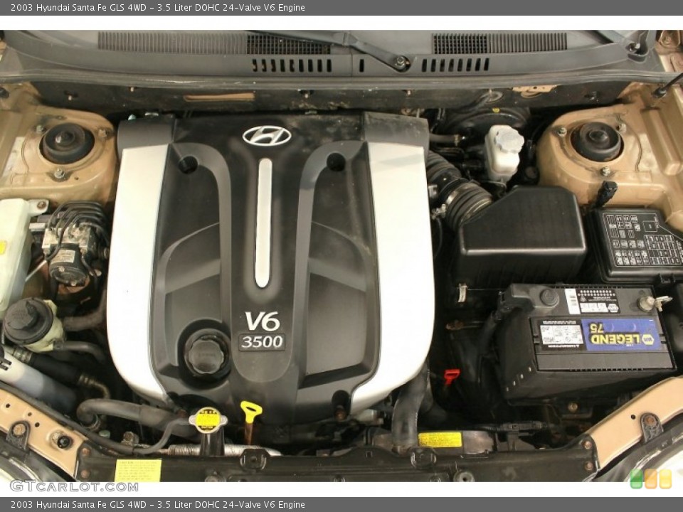 3.5 Liter DOHC 24-Valve V6 2003 Hyundai Santa Fe Engine