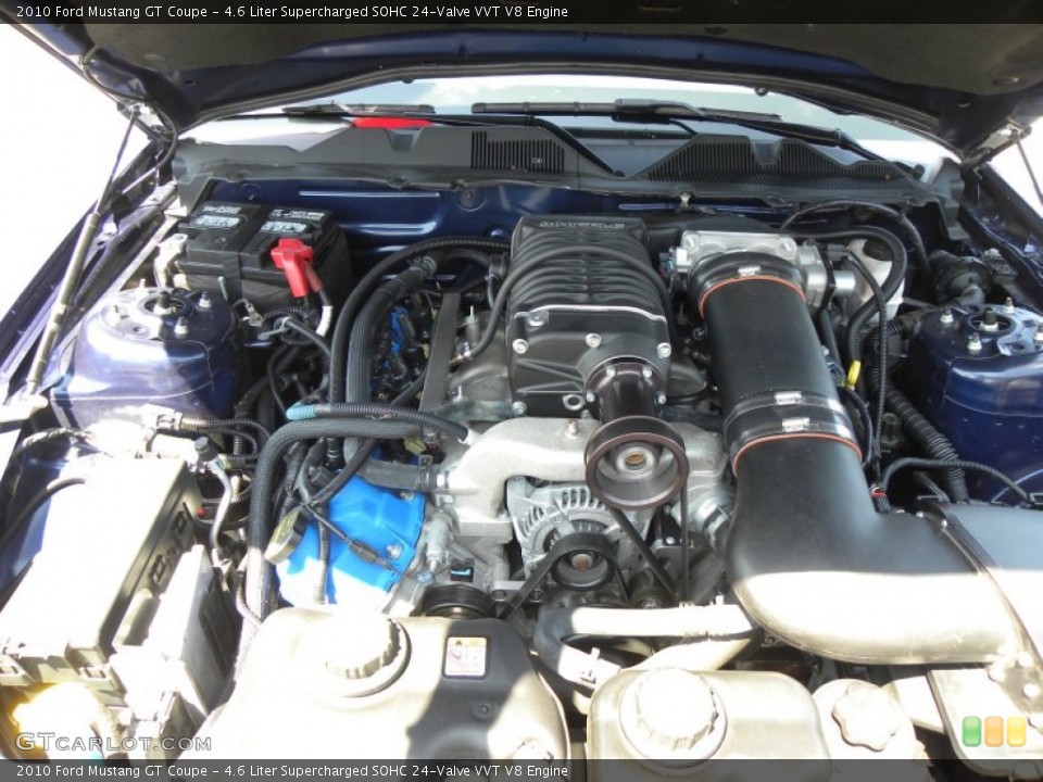 4.6 Liter Supercharged SOHC 24-Valve VVT V8 2010 Ford Mustang Engine