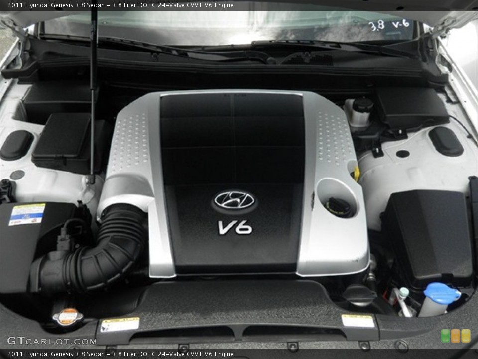 3.8 Liter DOHC 24-Valve CVVT V6 2011 Hyundai Genesis Engine