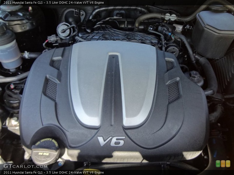 3.5 Liter DOHC 24-Valve VVT V6 2011 Hyundai Santa Fe Engine