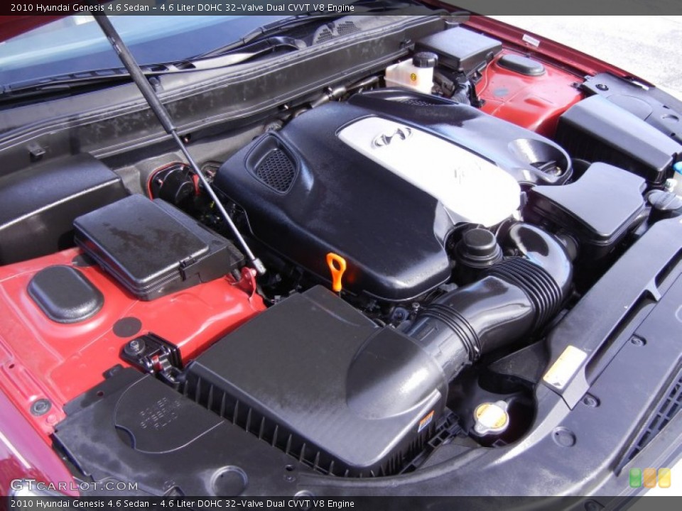 4.6 Liter DOHC 32-Valve Dual CVVT V8 2010 Hyundai Genesis Engine