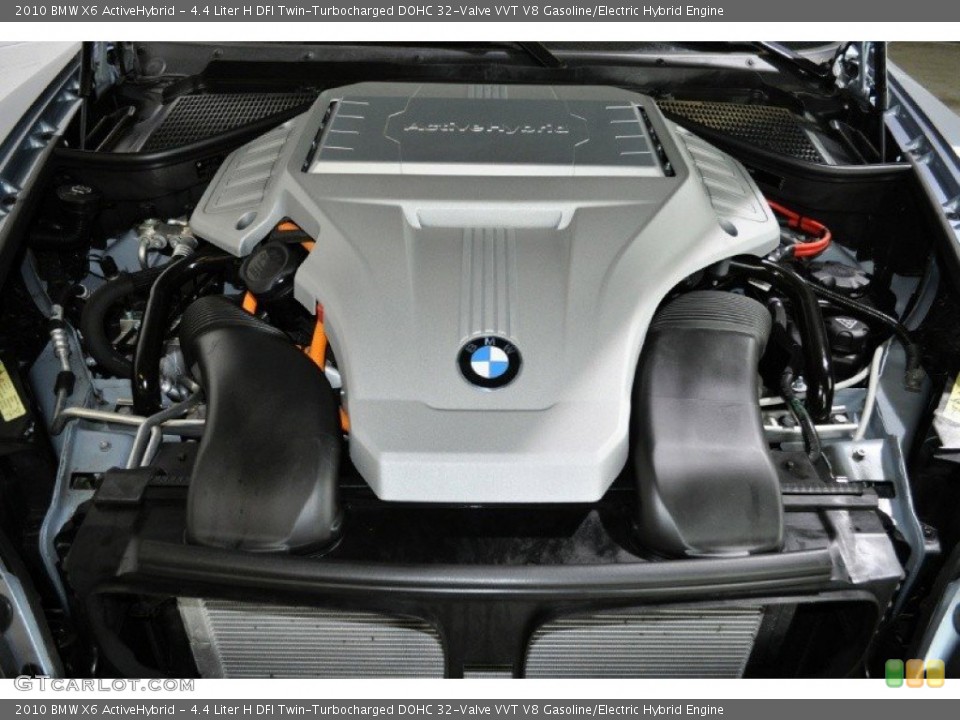 4.4 Liter H DFI Twin-Turbocharged DOHC 32-Valve VVT V8 Gasoline/Electric Hybrid 2010 BMW X6 Engine