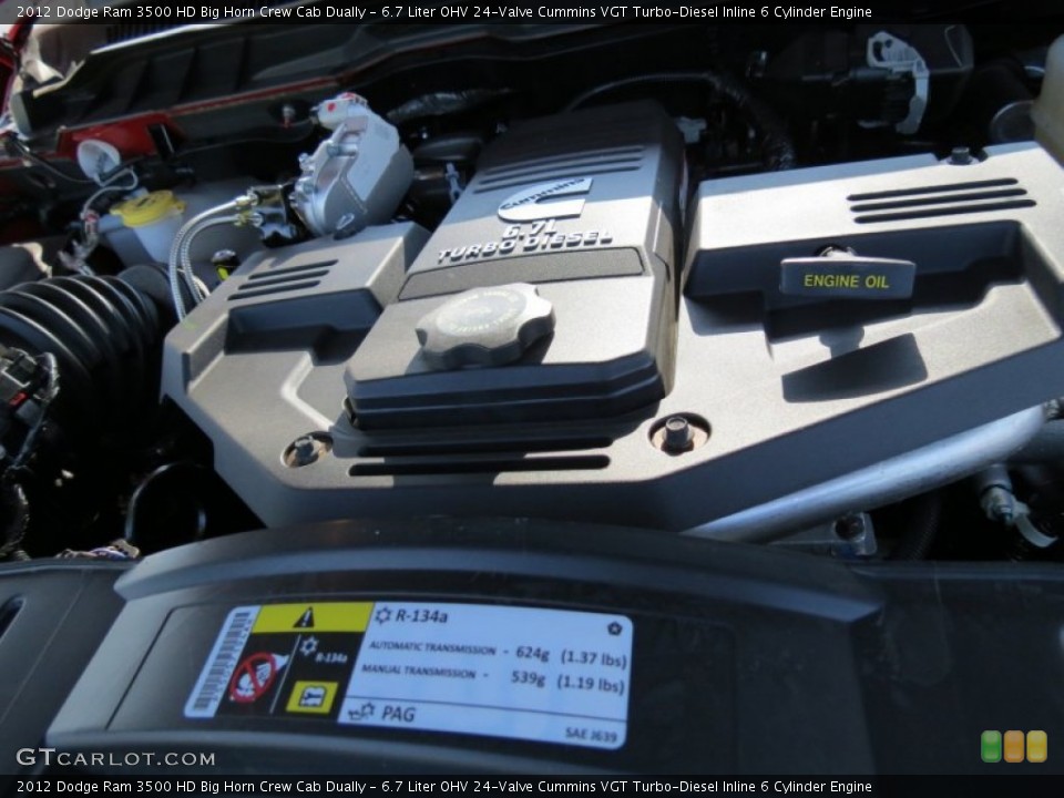 6.7 Liter OHV 24-Valve Cummins VGT Turbo-Diesel Inline 6 Cylinder Engine for the 2012 Dodge Ram 3500 HD #67832402