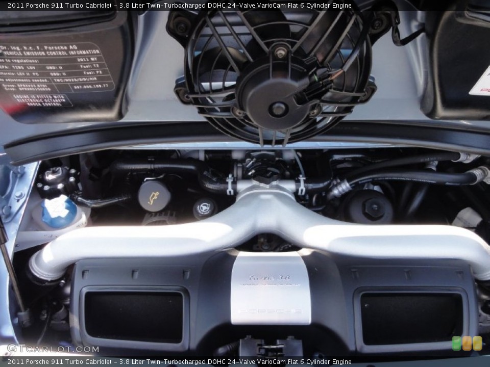 3.8 Liter Twin-Turbocharged DOHC 24-Valve VarioCam Flat 6 Cylinder 2011 Porsche 911 Engine