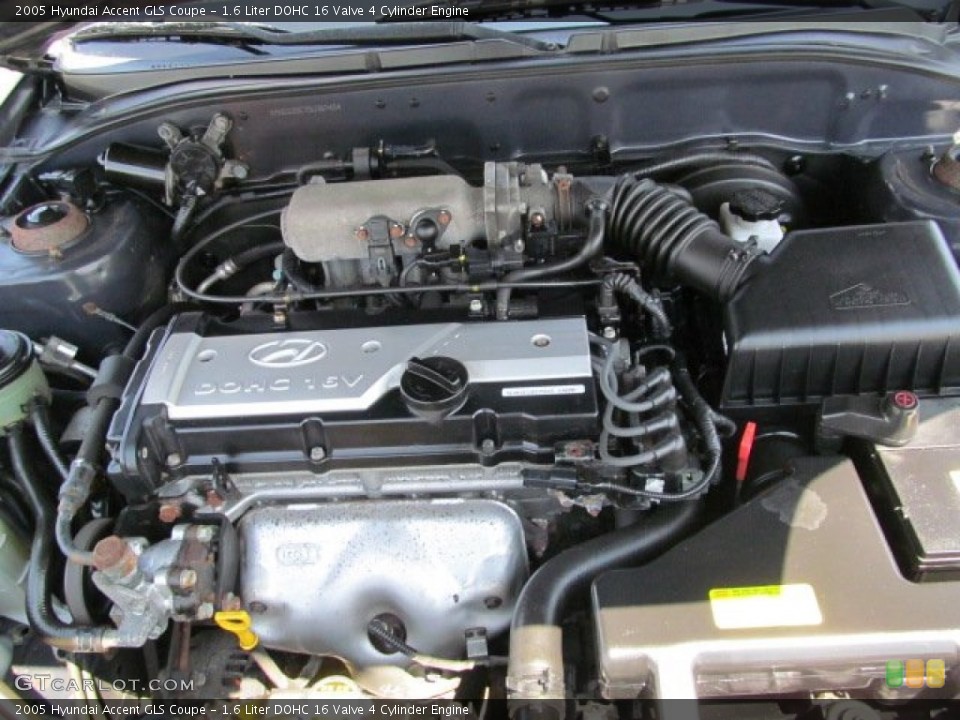 1.6 Liter DOHC 16 Valve 4 Cylinder 2005 Hyundai Accent Engine