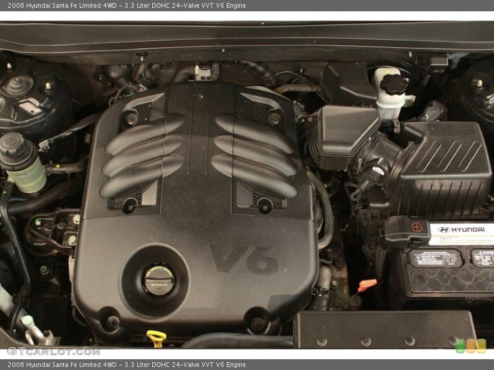 3.3 Liter DOHC 24-Valve VVT V6 2008 Hyundai Santa Fe Engine