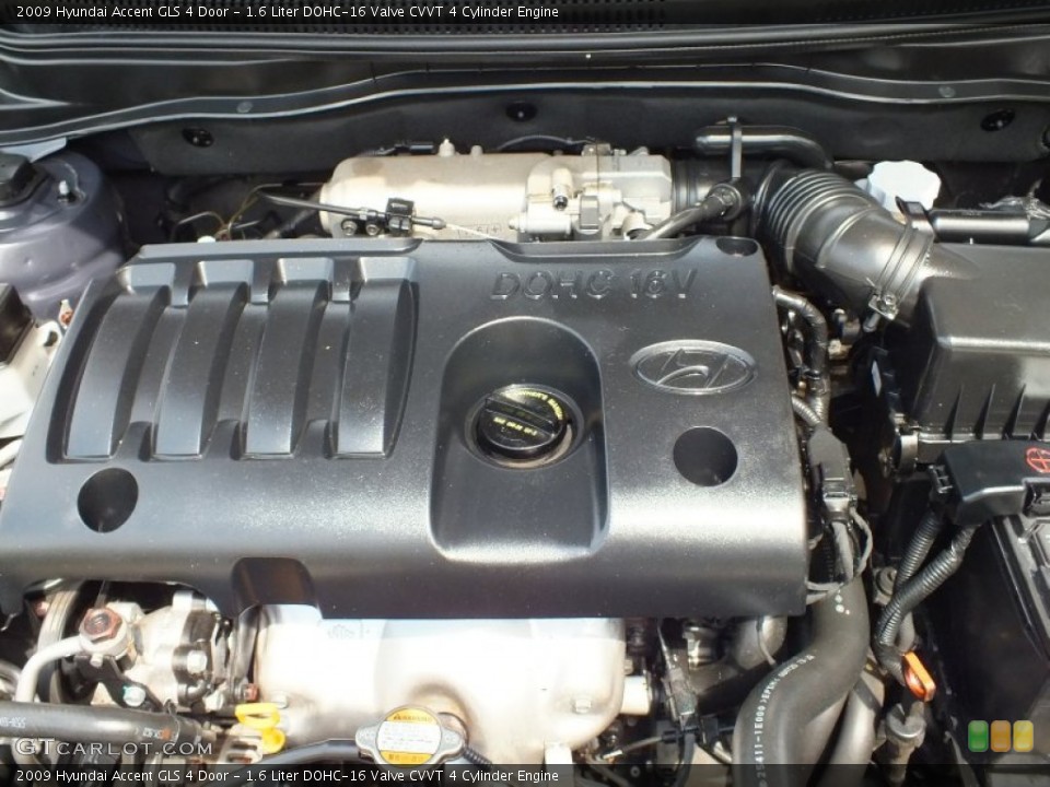 1.6 Liter DOHC-16 Valve CVVT 4 Cylinder 2009 Hyundai Accent Engine