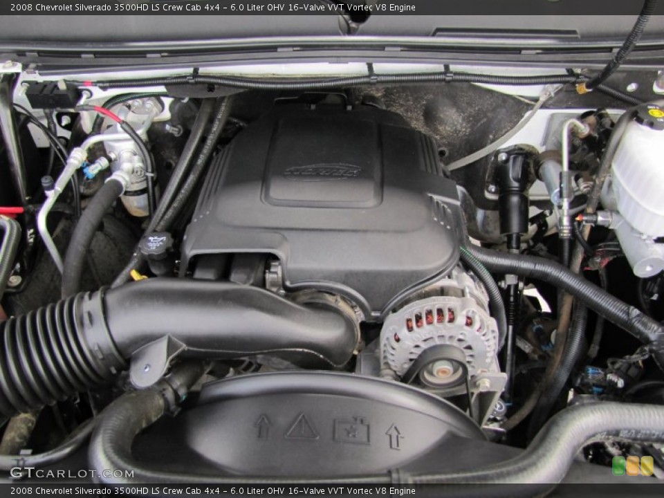 6.0 Liter OHV 16-Valve VVT Vortec V8 2008 Chevrolet Silverado 3500HD Engine