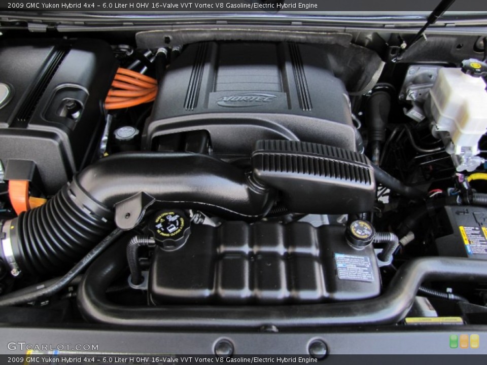 6.0 Liter H OHV 16-Valve VVT Vortec V8 Gasoline/Electric Hybrid 2009 GMC Yukon Engine