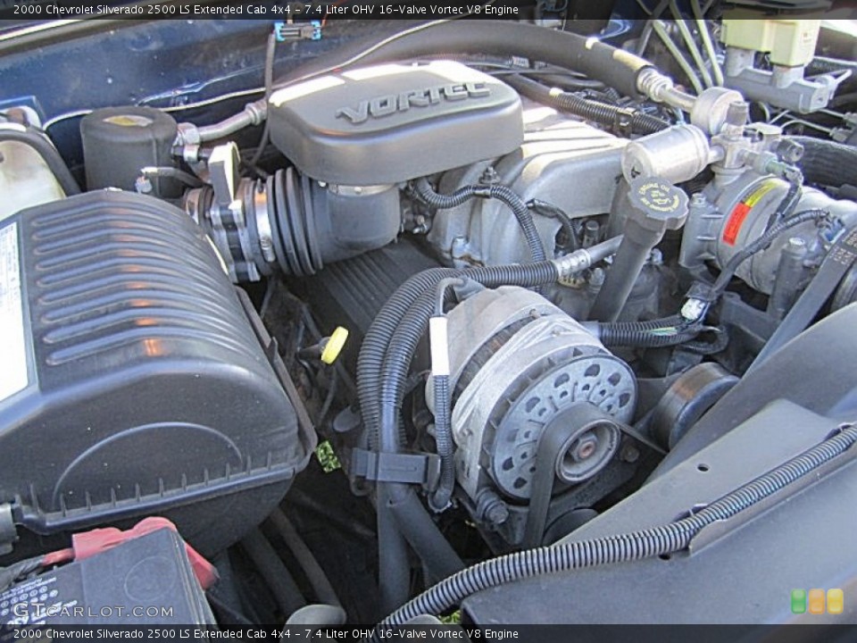 7.4 Liter OHV 16-Valve Vortec V8 2000 Chevrolet Silverado 2500 Engine