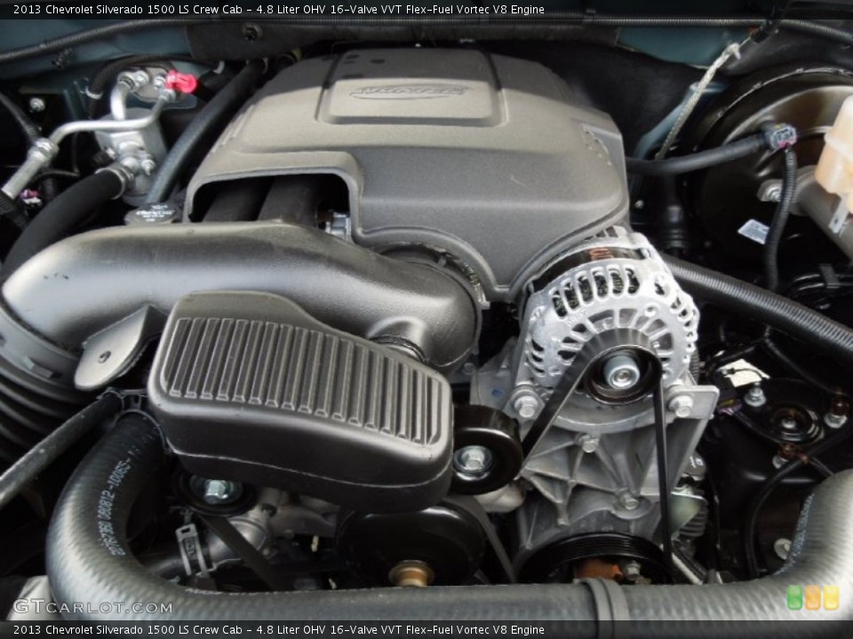 4.8 Liter OHV 16-Valve VVT Flex-Fuel Vortec V8 Engine for the 2013 Chevrolet Silverado 1500 #73464336