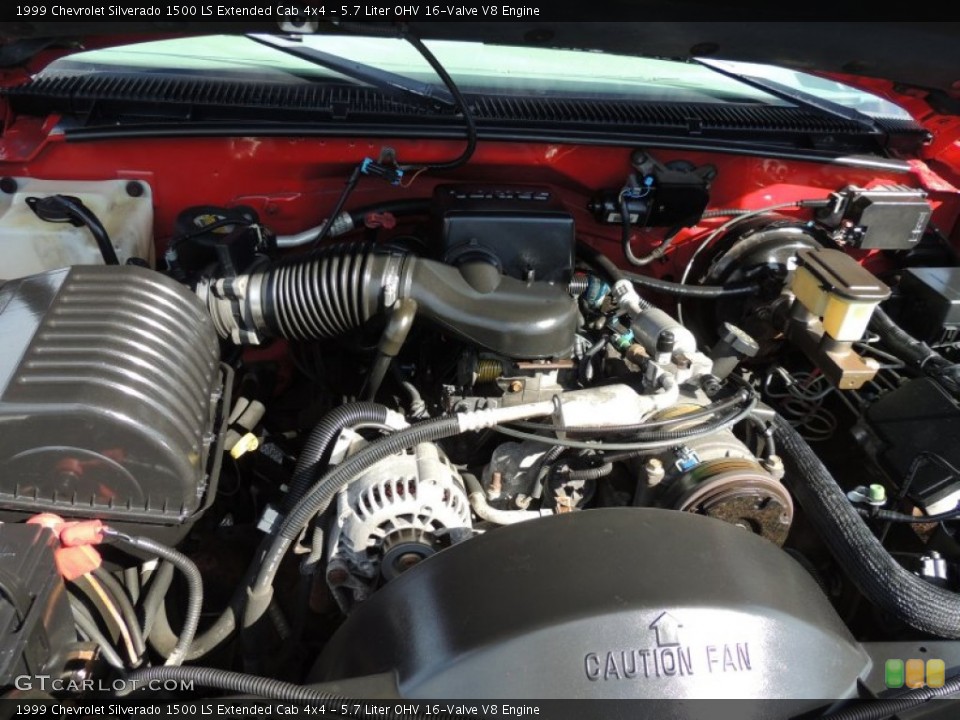 5.7 Liter OHV 16-Valve V8 1999 Chevrolet Silverado 1500 Engine