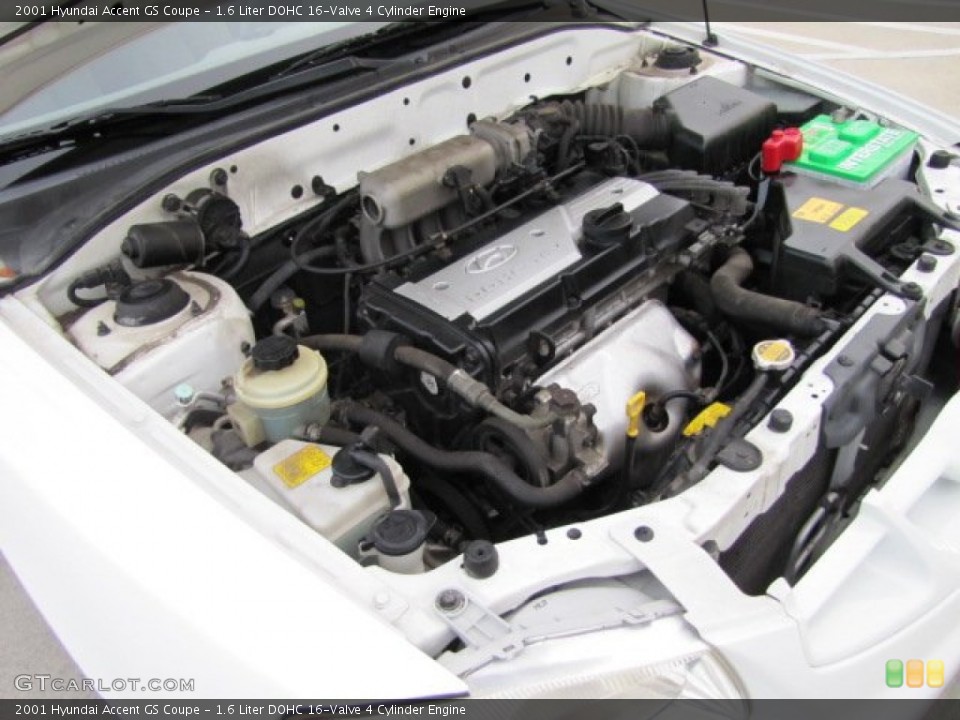 1.6 Liter DOHC 16-Valve 4 Cylinder Engine for the 2001 Hyundai Accent #73977038