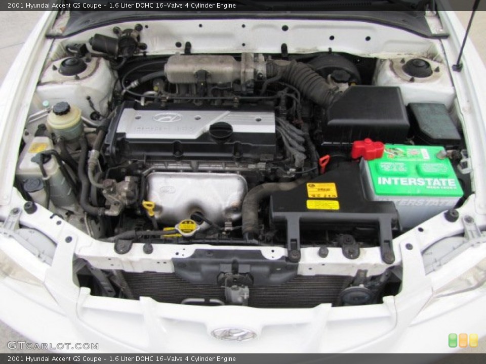 1.6 Liter DOHC 16-Valve 4 Cylinder Engine for the 2001 Hyundai Accent #73977053