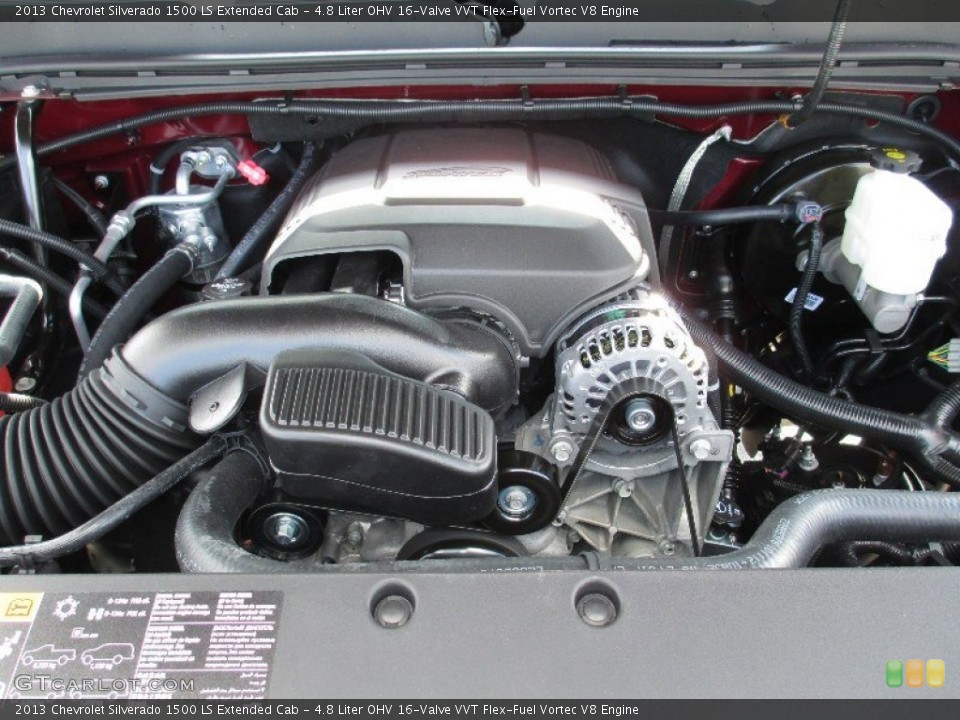 4.8 Liter OHV 16-Valve VVT Flex-Fuel Vortec V8 Engine for the 2013 Chevrolet Silverado 1500 #74054217