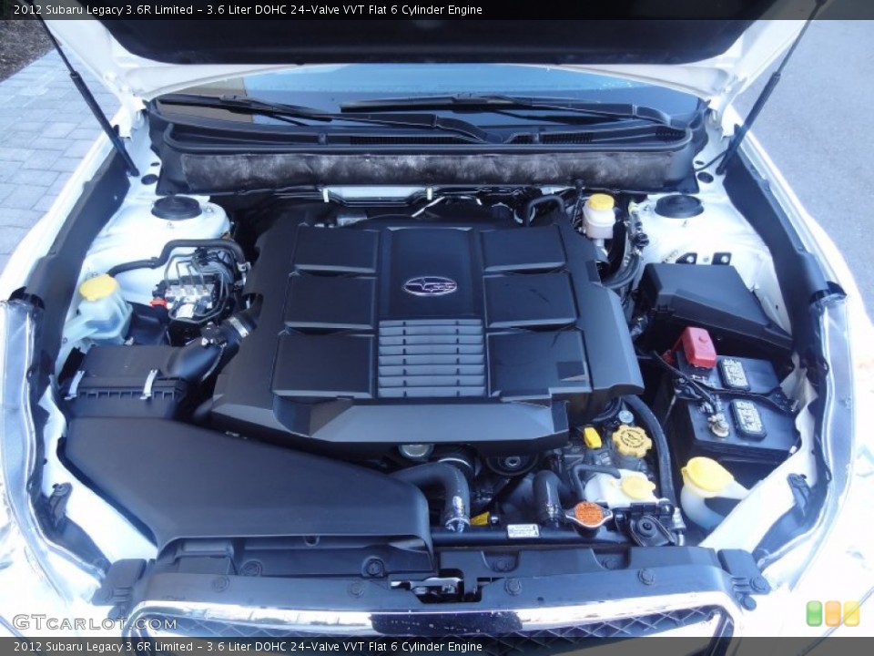 3.6 Liter DOHC 24-Valve VVT Flat 6 Cylinder 2012 Subaru Legacy Engine