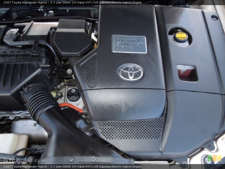 3.3 Liter DOHC 24-Valve VVT-i V6 Gasoline/Electric Hybrid 2007 Toyota Highlander Engine