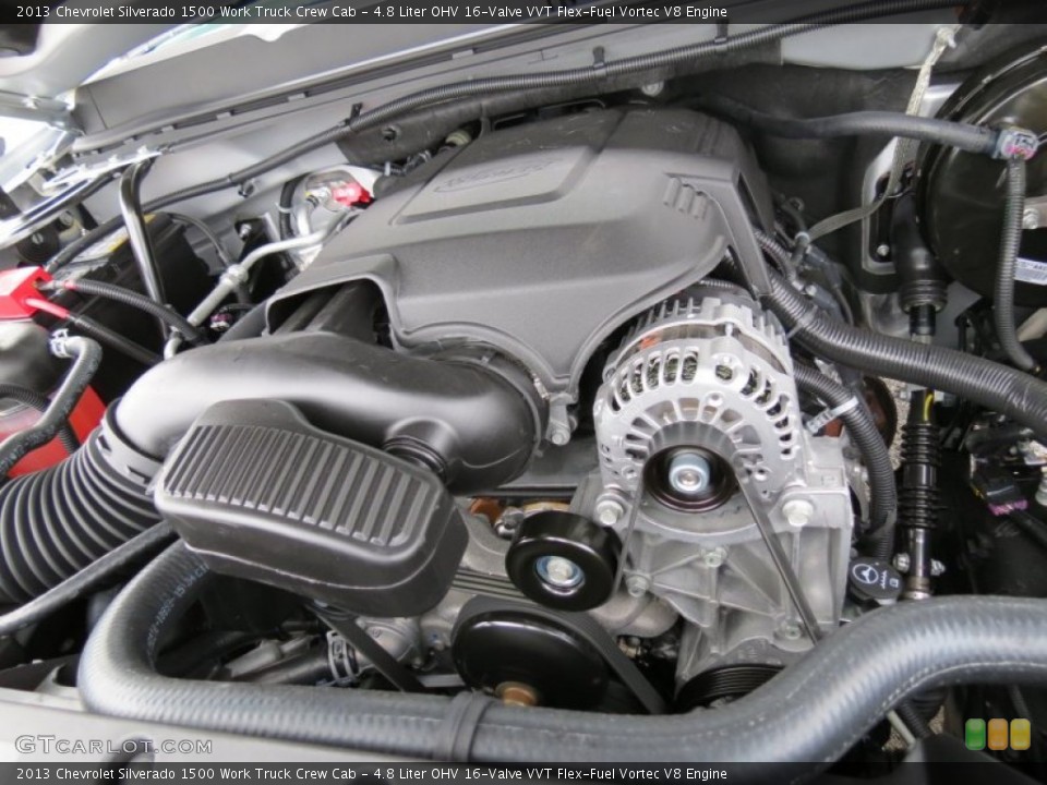 4.8 Liter OHV 16-Valve VVT Flex-Fuel Vortec V8 Engine for the 2013 Chevrolet Silverado 1500 #75622851
