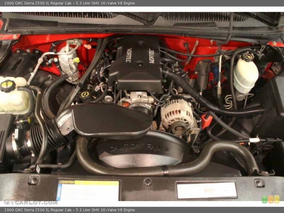 5.3 Liter OHV 16-Valve V8 2000 GMC Sierra 2500 Engine