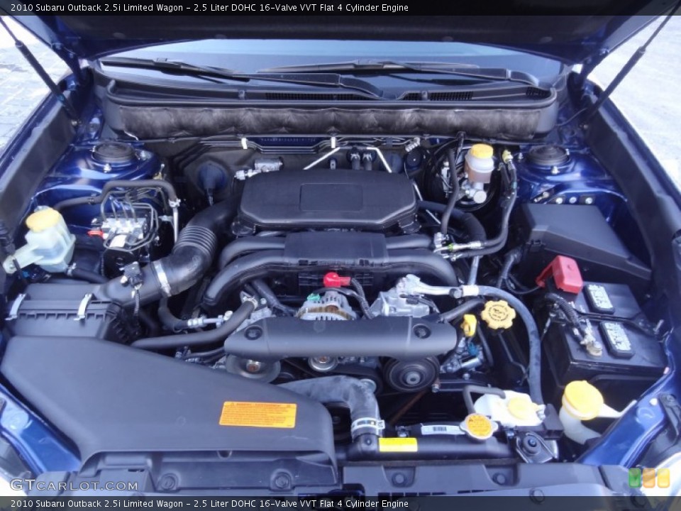 2.5 Liter DOHC 16-Valve VVT Flat 4 Cylinder 2010 Subaru Outback Engine