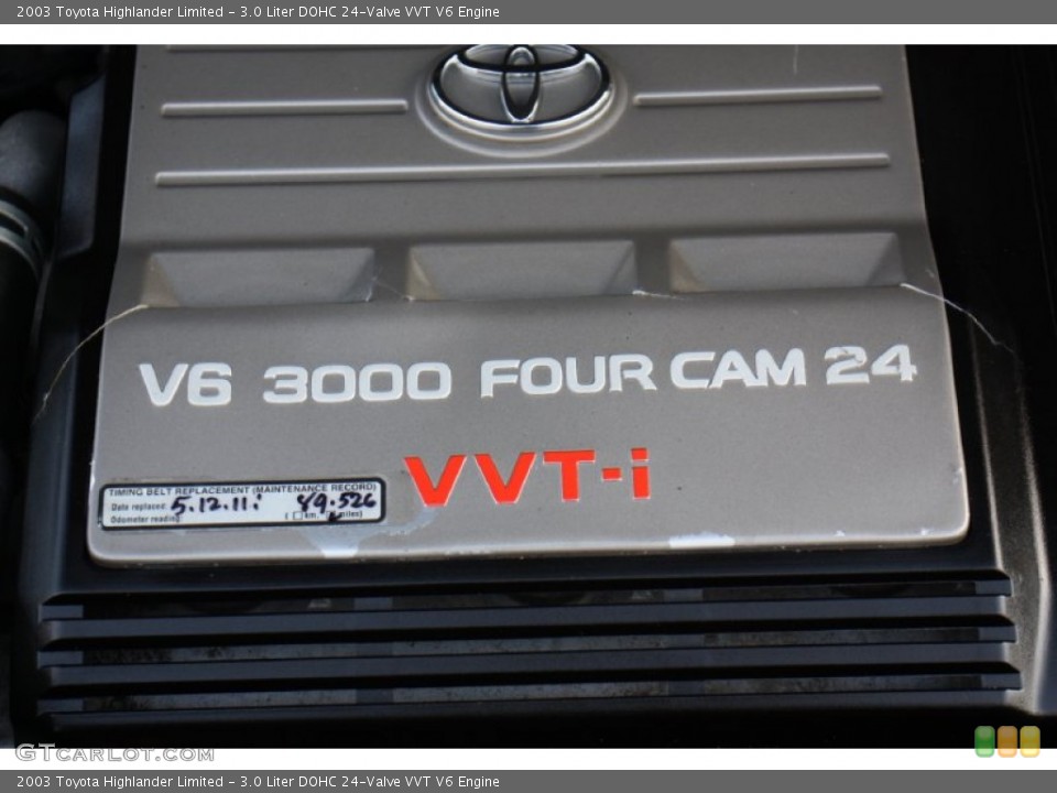 3.0 Liter DOHC 24-Valve VVT V6 2003 Toyota Highlander Engine