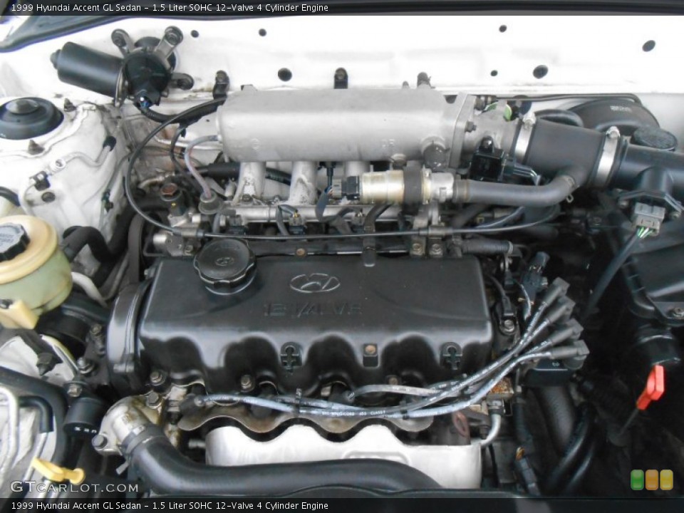 1.5 Liter SOHC 12-Valve 4 Cylinder Engine for the 1999 Hyundai Accent #77667929