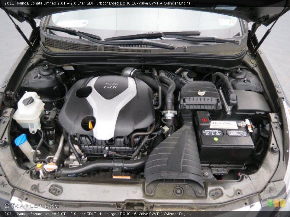 2.0 Liter GDI Turbocharged DOHC 16-Valve CVVT 4 Cylinder 2011 Hyundai Sonata Engine