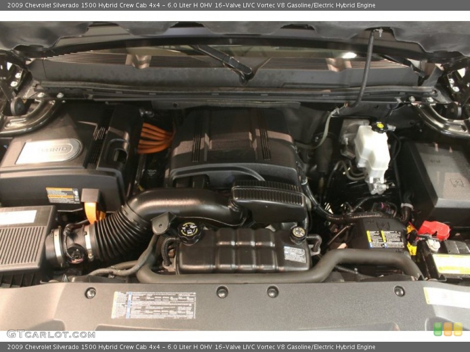 6.0 Liter H OHV 16-Valve LIVC Vortec V8 Gasoline/Electric Hybrid 2009 Chevrolet Silverado 1500 Engine