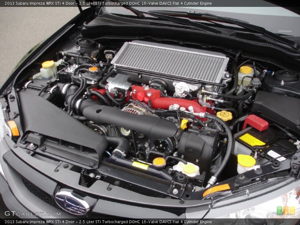 2.5 Liter STi Turbocharged DOHC 16-Valve DAVCS Flat 4 Cylinder 2013 Subaru Impreza Engine