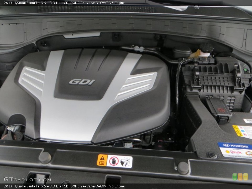 3.3 Liter GDi DOHC 24-Valve D-CVVT V6 2013 Hyundai Santa Fe Engine
